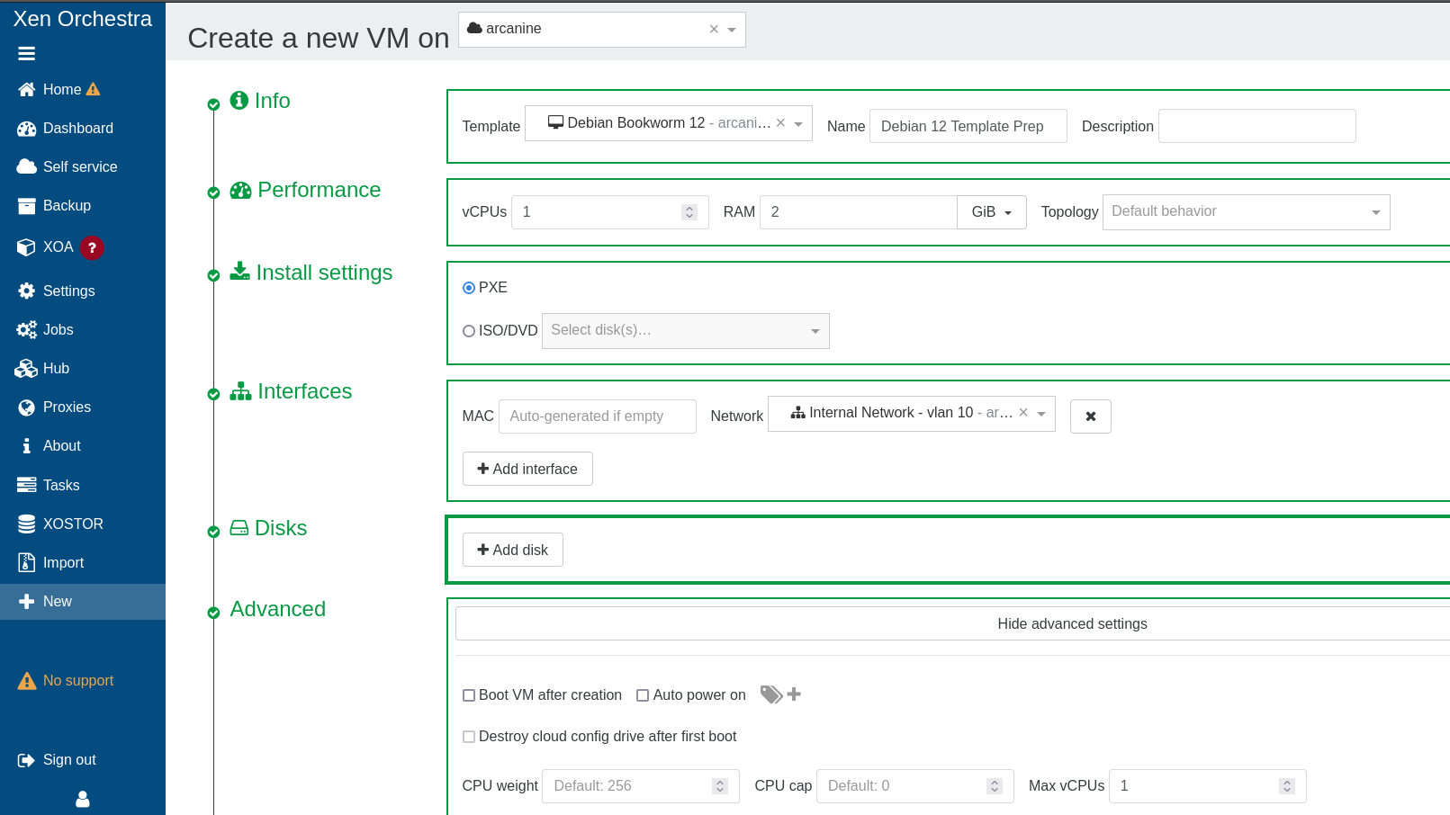 Creating the base template VM