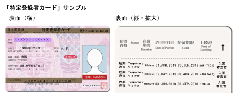 A sample of the Japan TTP card from the MOJ.